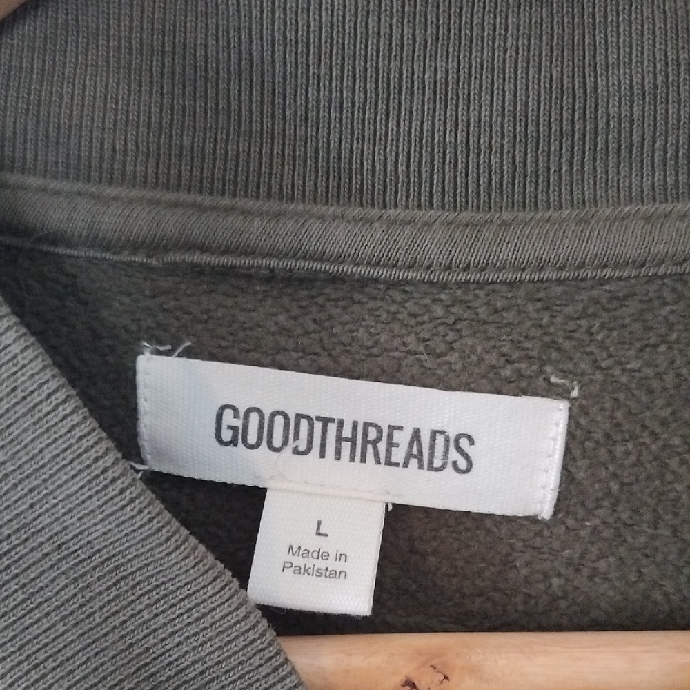 GoodThreads Men's Olive Green Zip-Up Sweater Sz L - Picture 3 of 7